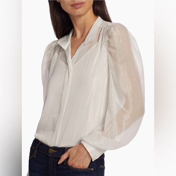 Frame Silk-Blend Long-Sleeve Blouse size S - Picture 5 of 16
